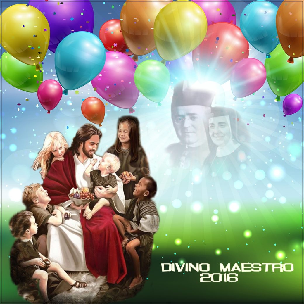 Balloons and confetti on a defocussed landscape background